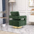 Open Back Chair Green Chenille Swivel Accent Chair With Gold Stainless Steel Base