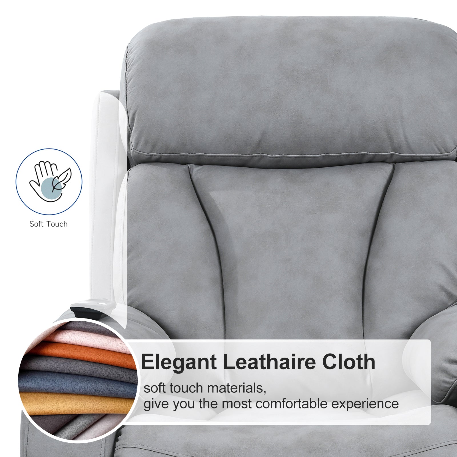 Electric Power Lift Recliner Chair for Seniors - Light Gray Fabric, Remote Control, Side Pocket, Ideal for Elderly Comfort