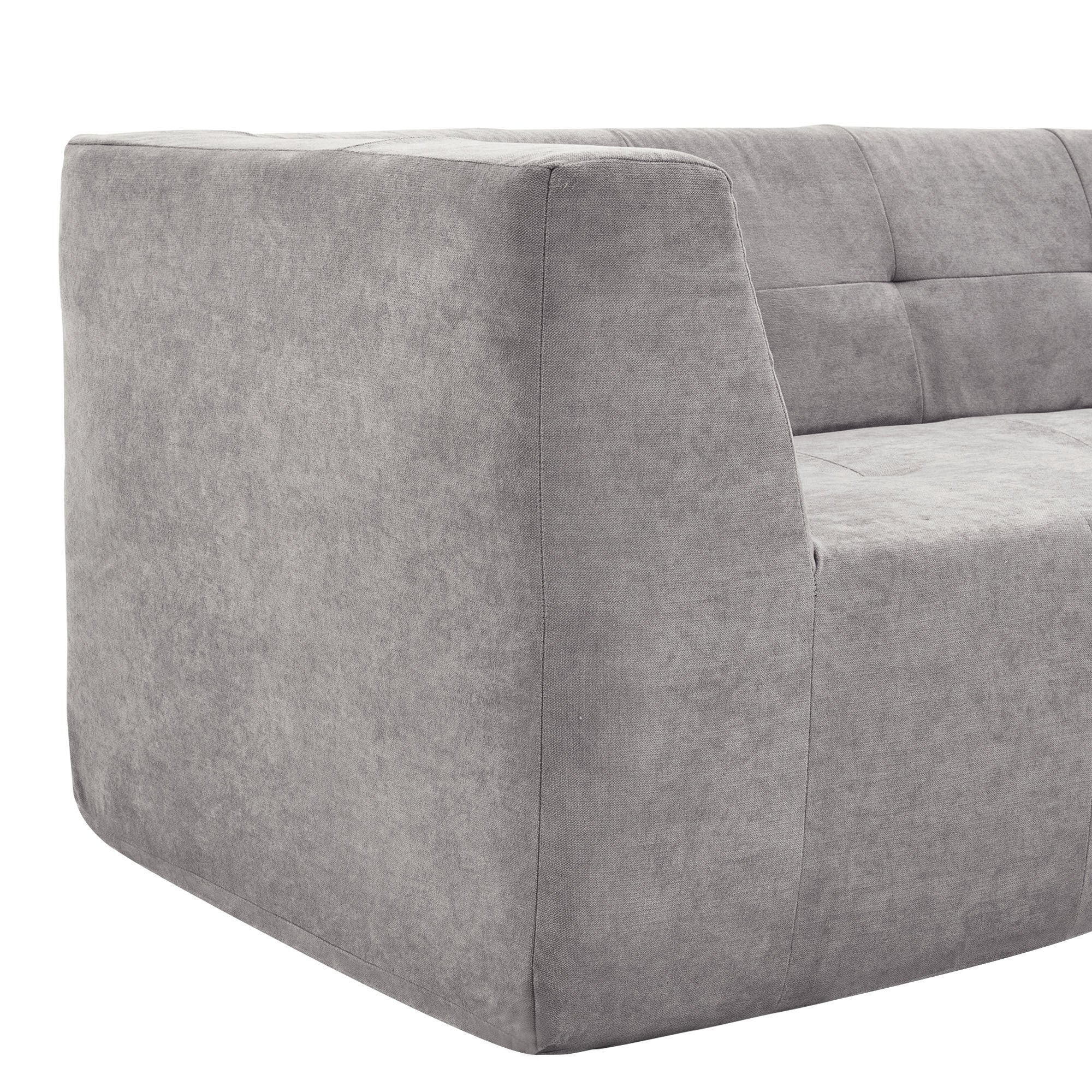 Mombasa 3-Seat Modern Compressed Sofa in Light Gray