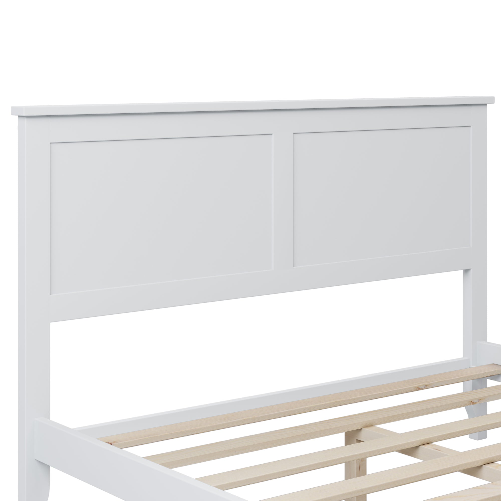 Stylish Solid Wood White Full Platform Bed