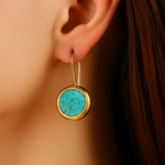 Load image into Gallery viewer, Chic Turquoise Drop Earrings in Gold
