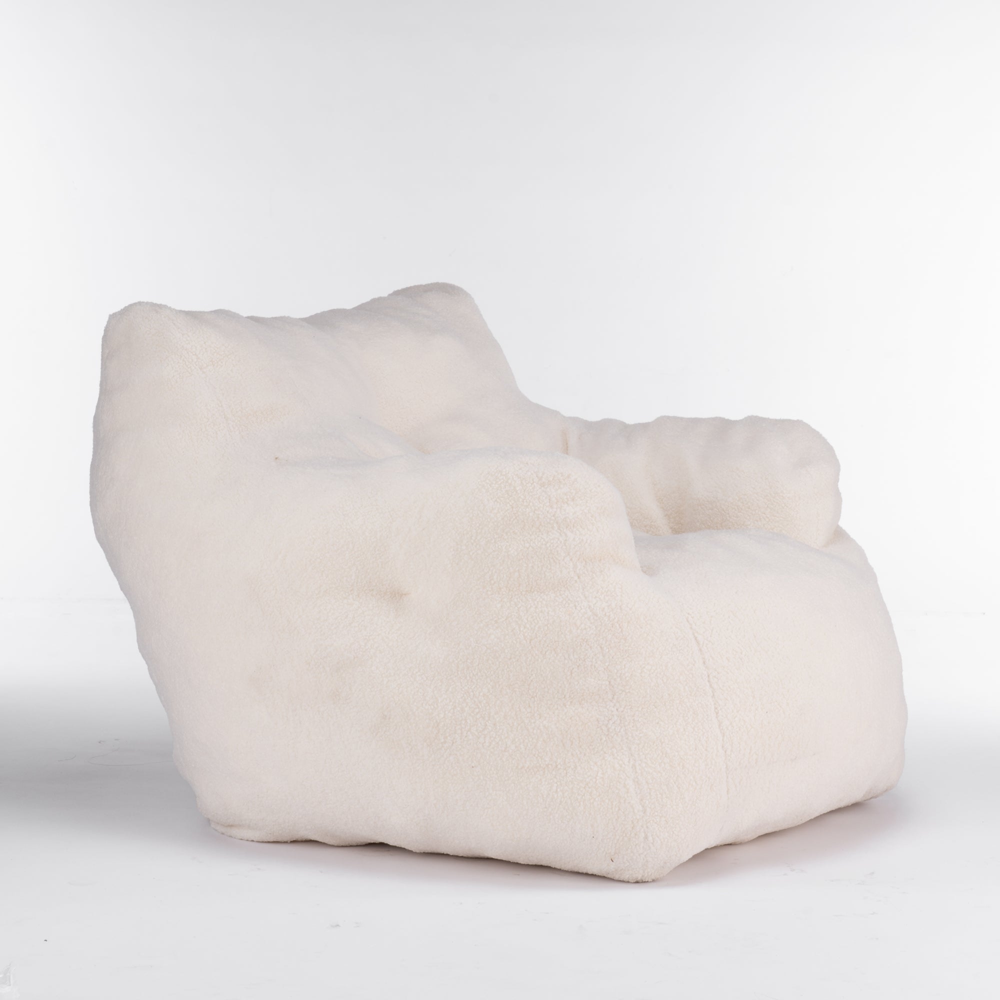 Soft Teddy Tufted Bean Bag Chair in Ivory White