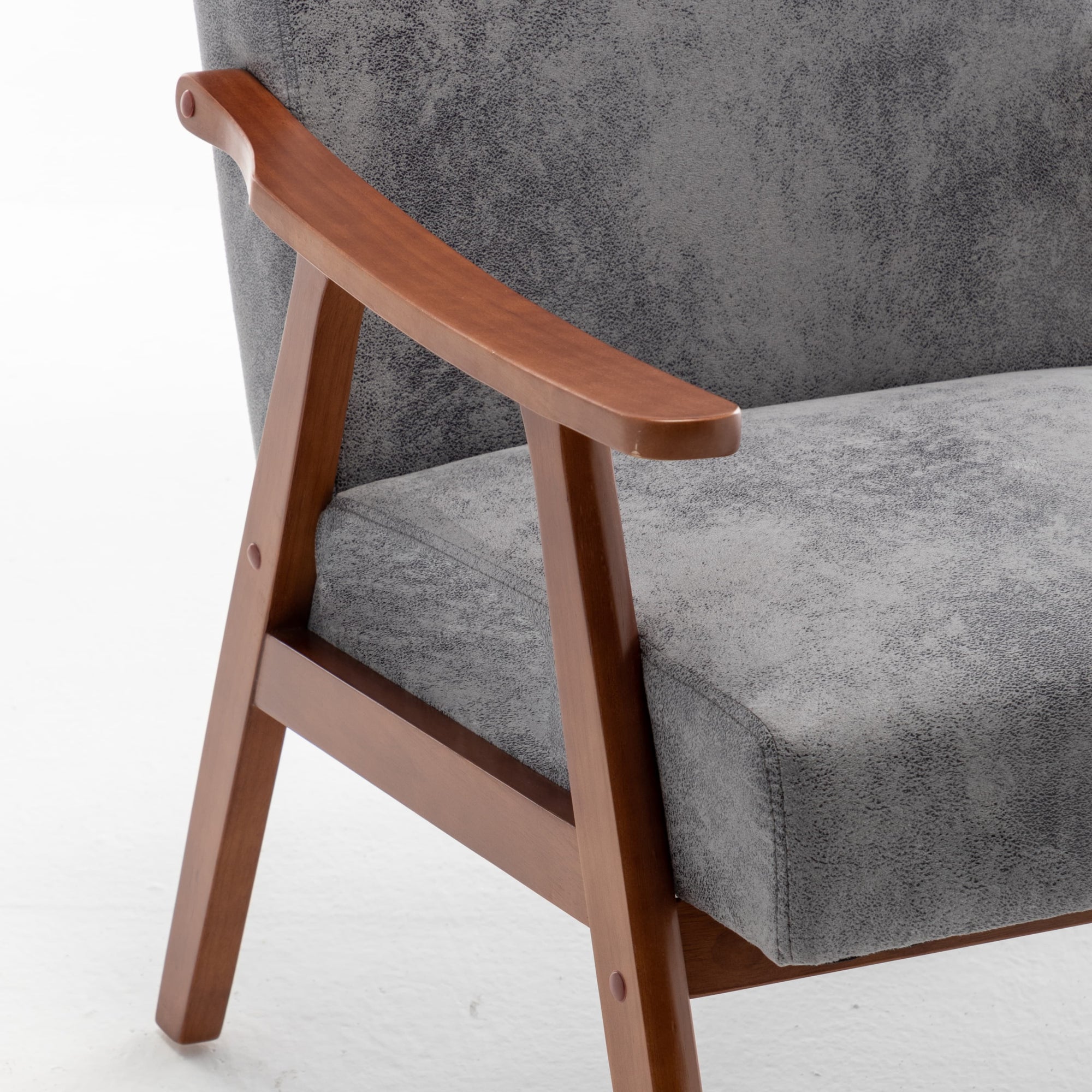 Mid-Century Modern Accent Chair - Solid Wood Frame, Extra-Thick Backrest, Ideal for Living Room, Bedroom, or Reading Room