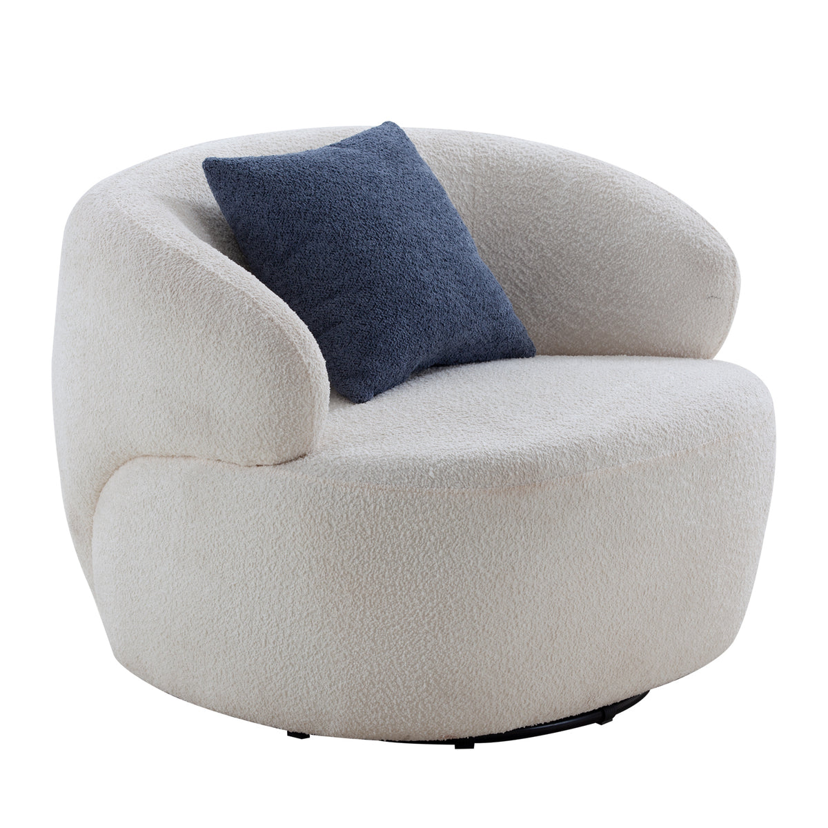 Beige Swivel Barrel Chair