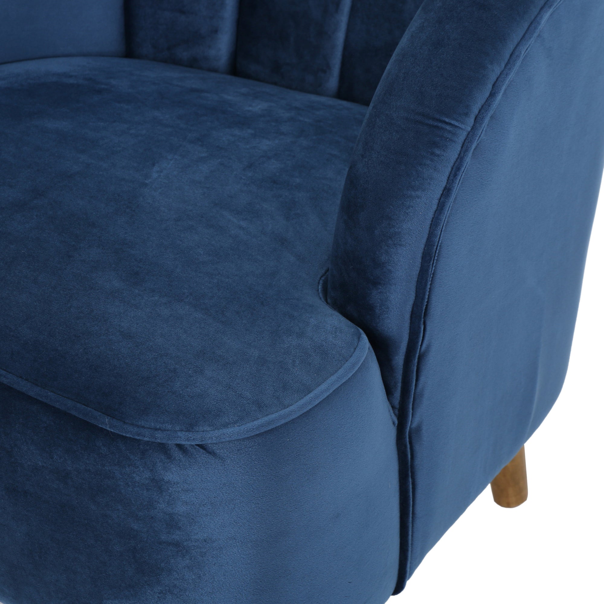 Antique Navy Blue Velvet Mid-Century Club Chair