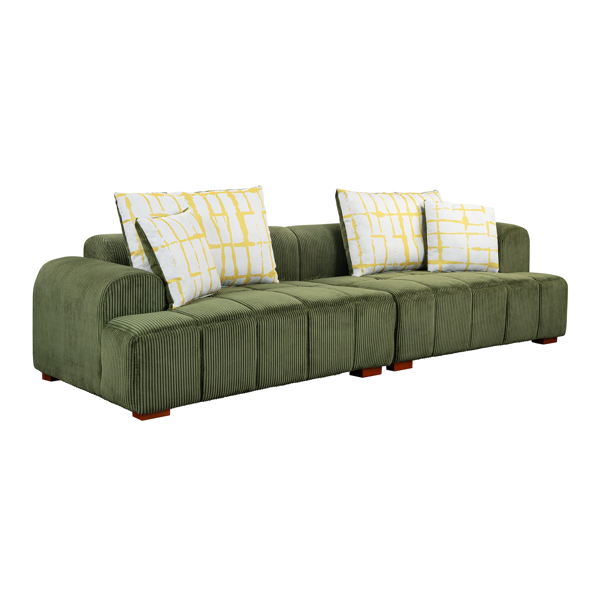 Accra 2-Seat Minimal Corduroy Sofa in Green