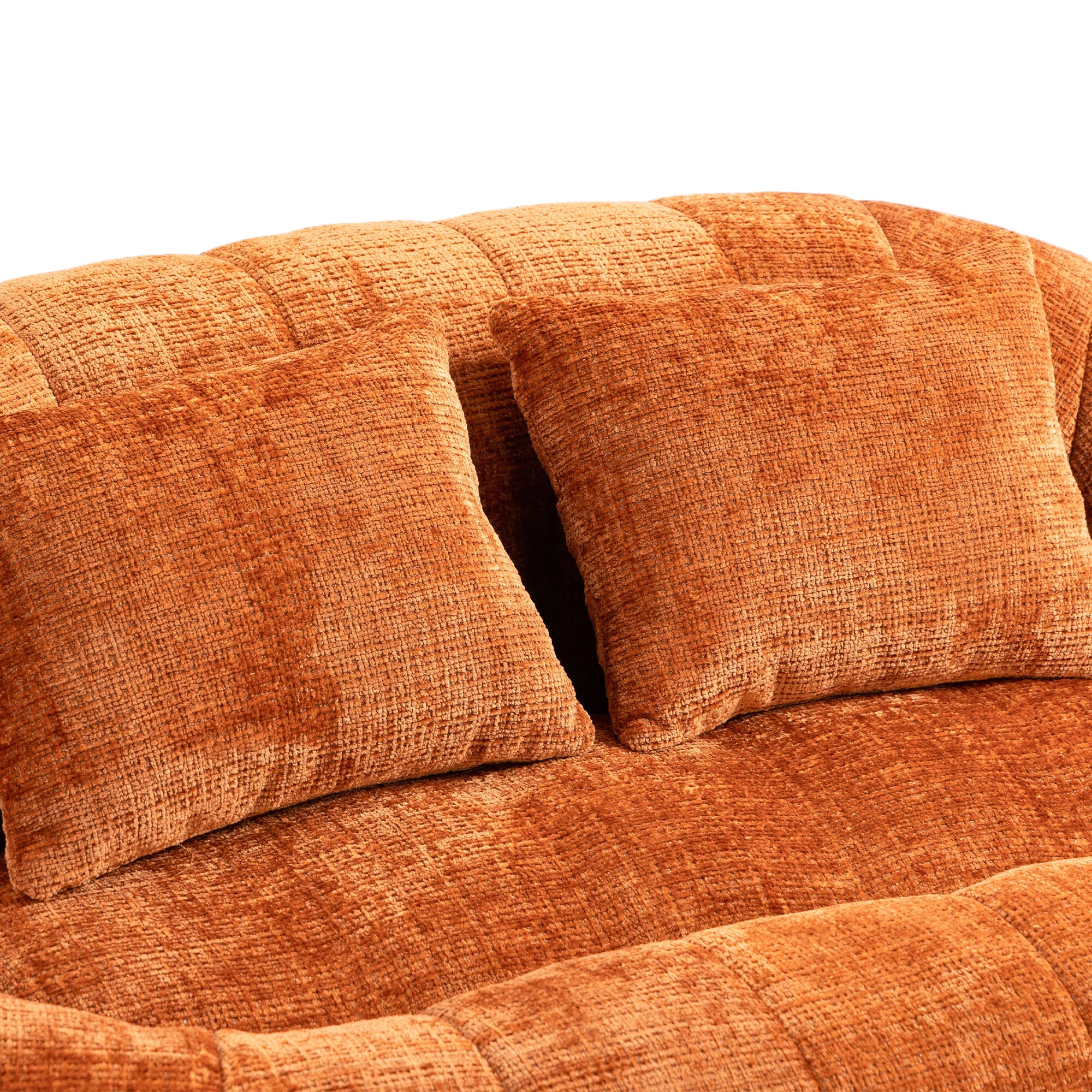 Comfortable High-Back Bean Bag Couch in Orange Chenille