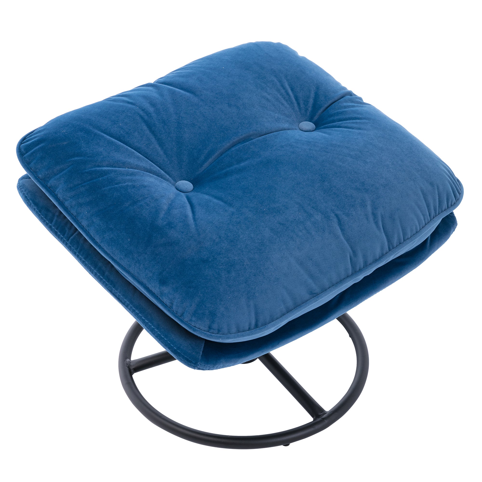 Blue Velvet Accent Chair with Ottoman