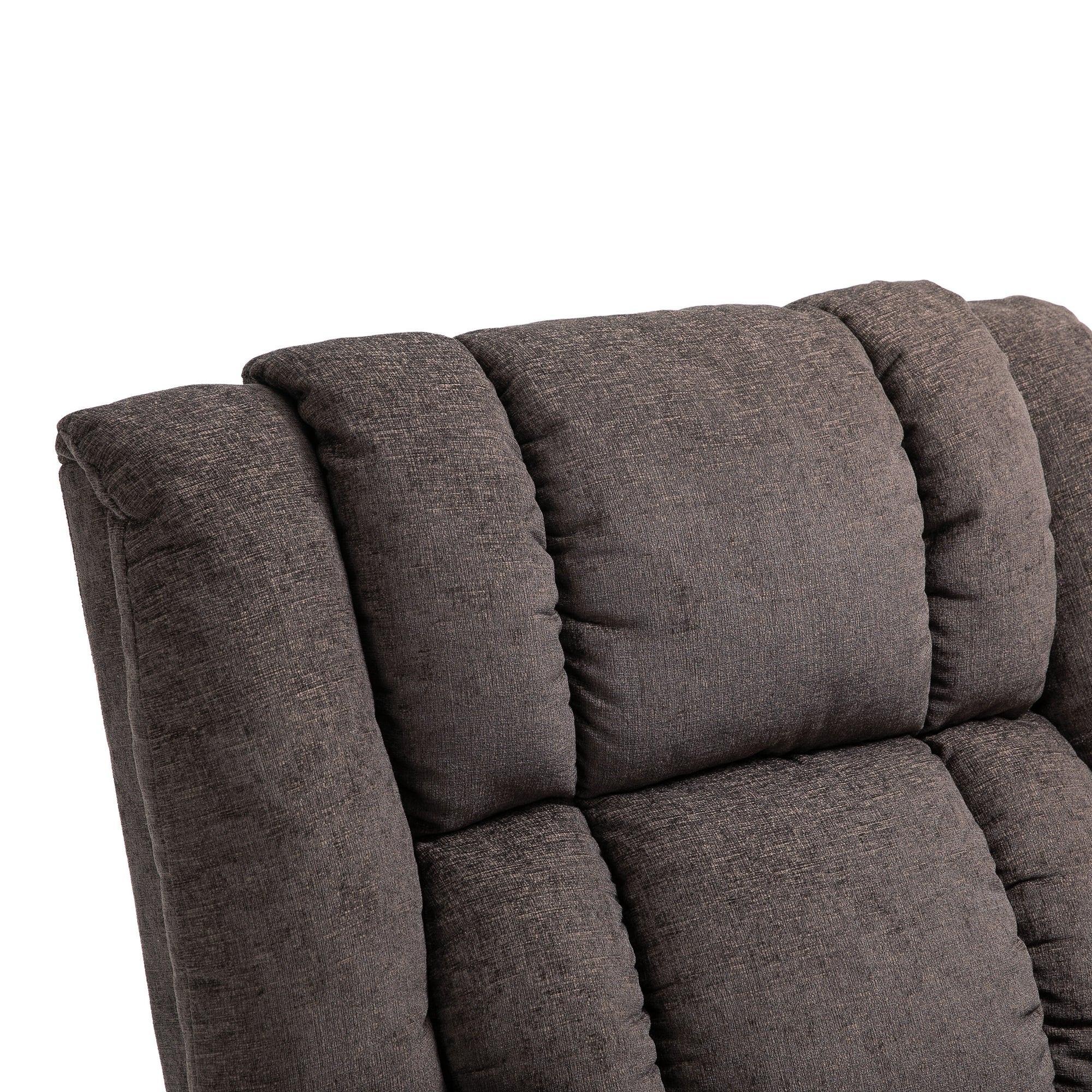 Power Recliner With Lumbar Heat & Massage Power In Brown Fabric