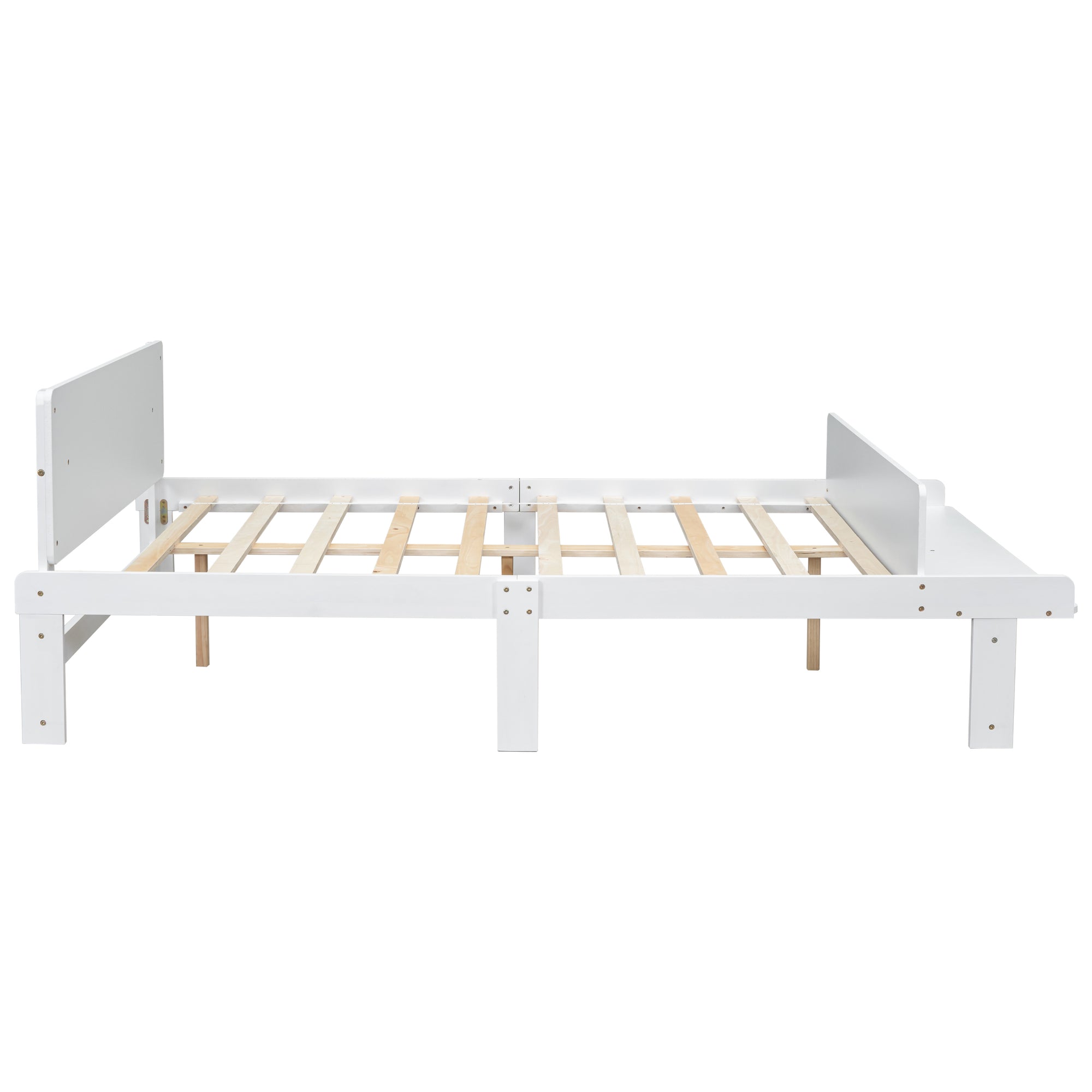 Full Sized Bed with Footboard Bench in White