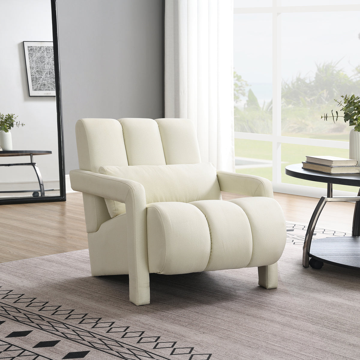 Modern Upholstered Accent Chair In Beige