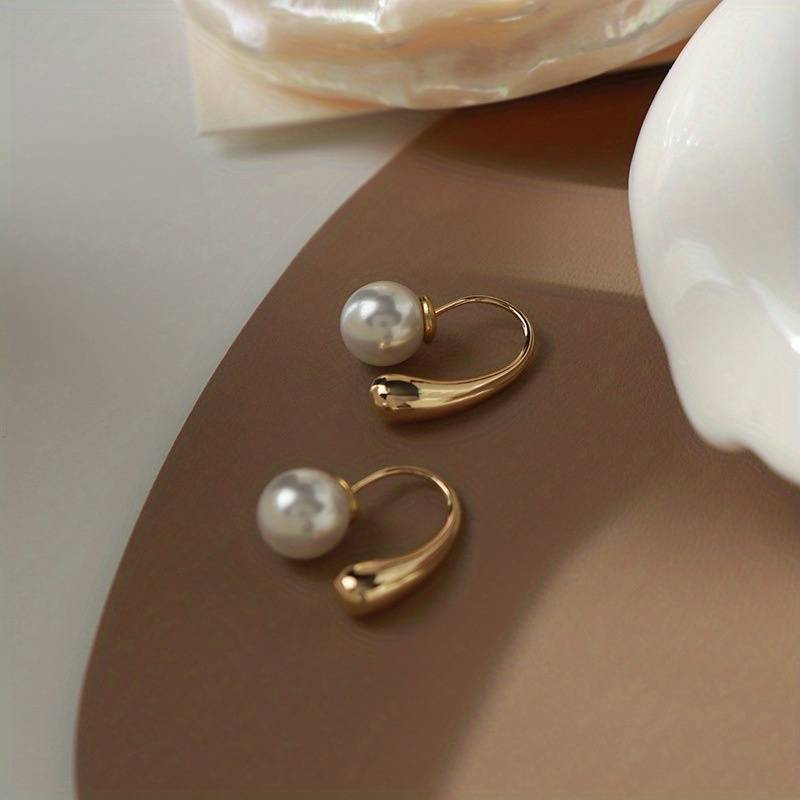 Pearl Water Drop Earrings Teardrop Earrings with Pearl Clasp