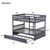 Dark Gray Full Over Full Rubber Wood Bunk Bed with Trundle, Ladder, and Guardrails