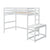 White Twin High Loft Bed with Ladder Landing Platform, Ladders, and Guardrails