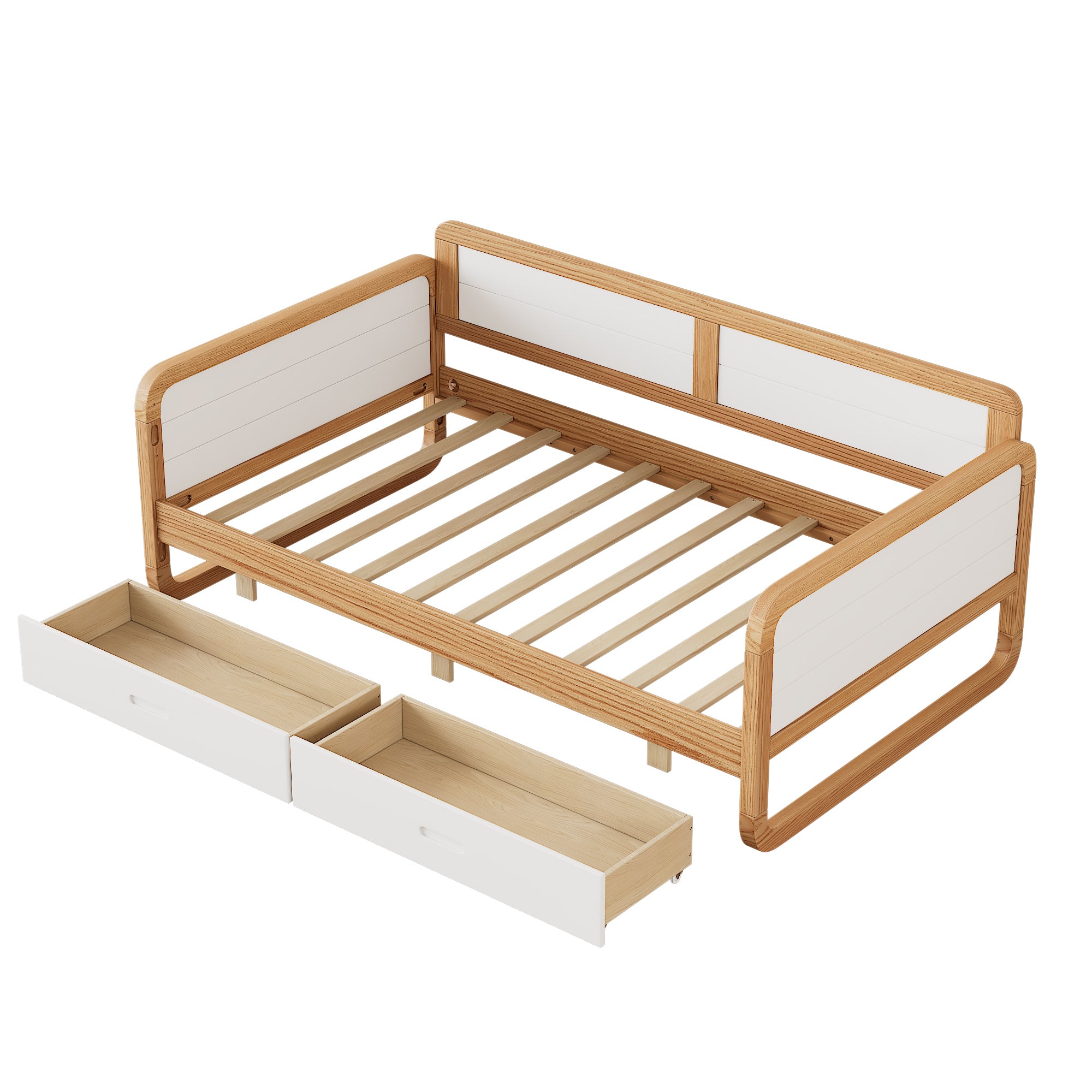 Twin Size White & Walnut Modern Daybed