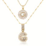 Load image into Gallery viewer, 2pc 14k Diamond Letter Initial Necklaces
