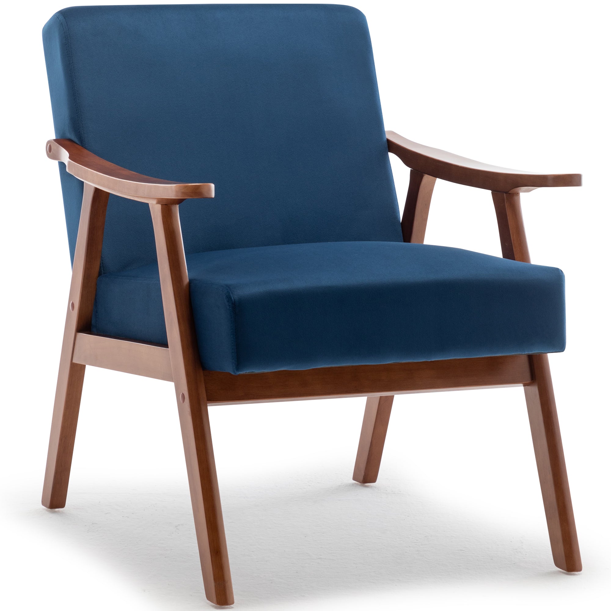 Mid-Century Modern Accent Chair - Solid Wood Frame, Extra-Thick Backrest, Ideal for Living Room, Bedroom, or Reading Room