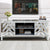 Mirrored TV Stand for 65 Inch TV with Open Storage and 2 Cabinets In Silver