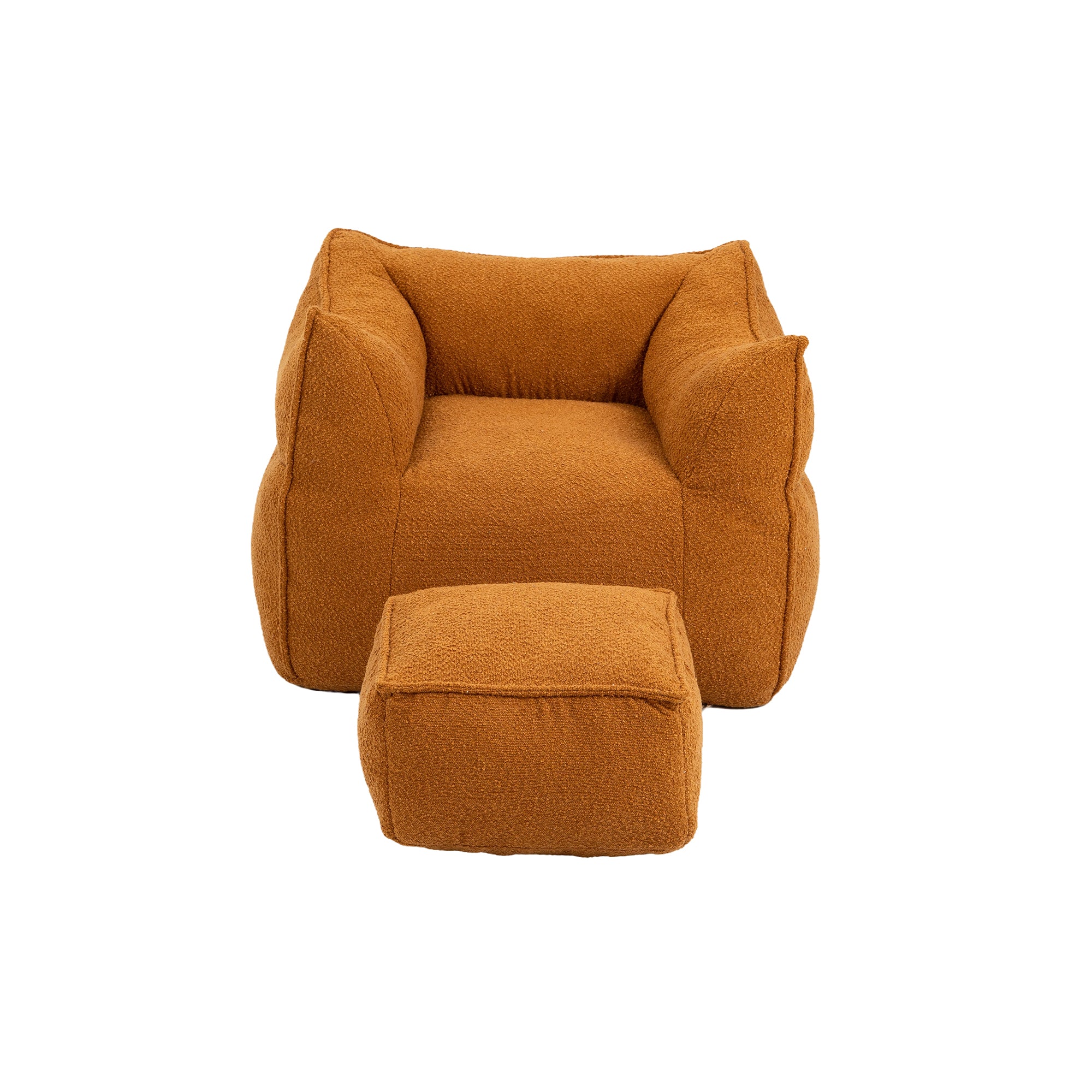 Durable High-Back Bean Bag Chair for Indoor and Outdoor Use in Orange