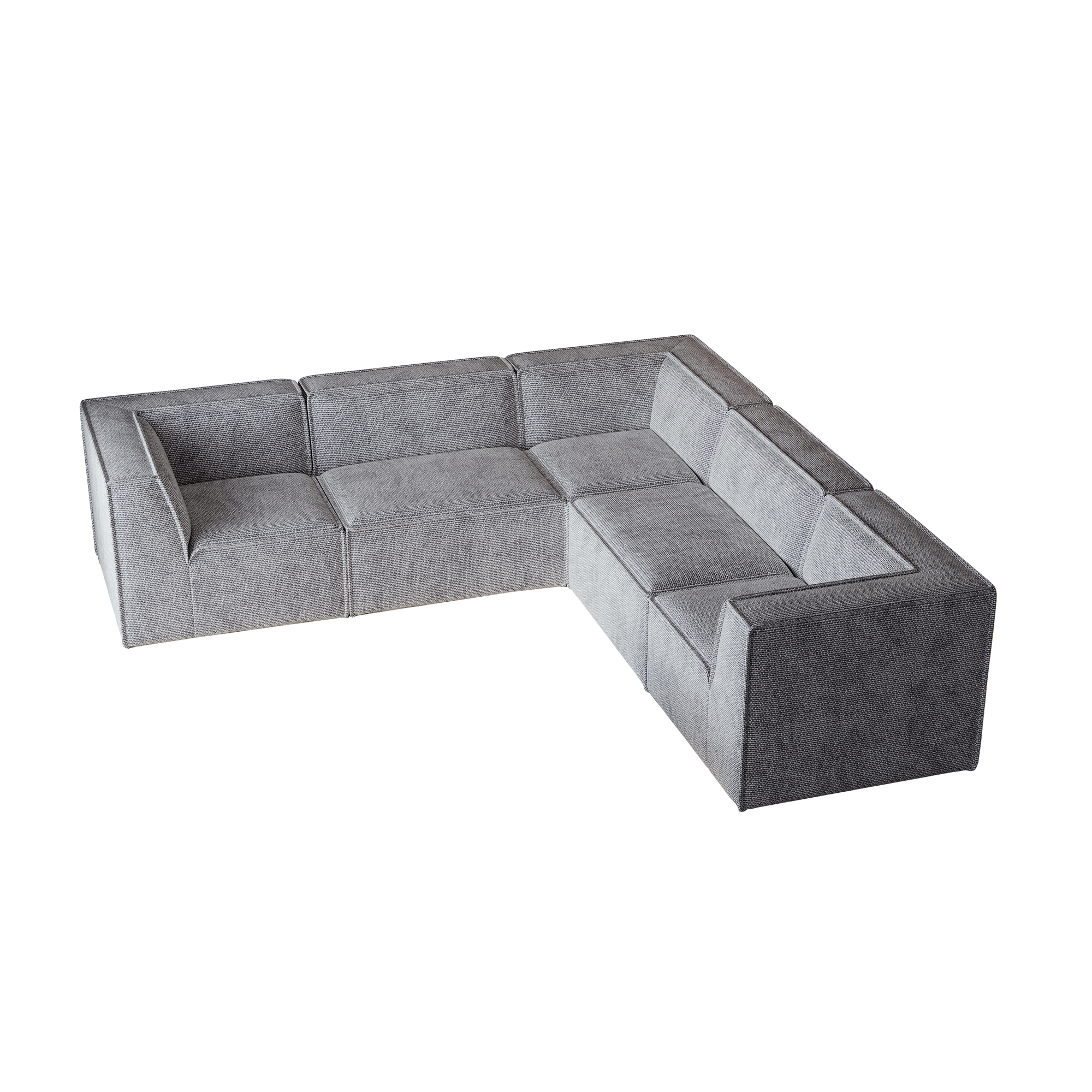 Kinshasa 5-Seat Modular Chenille Sofa in Gray