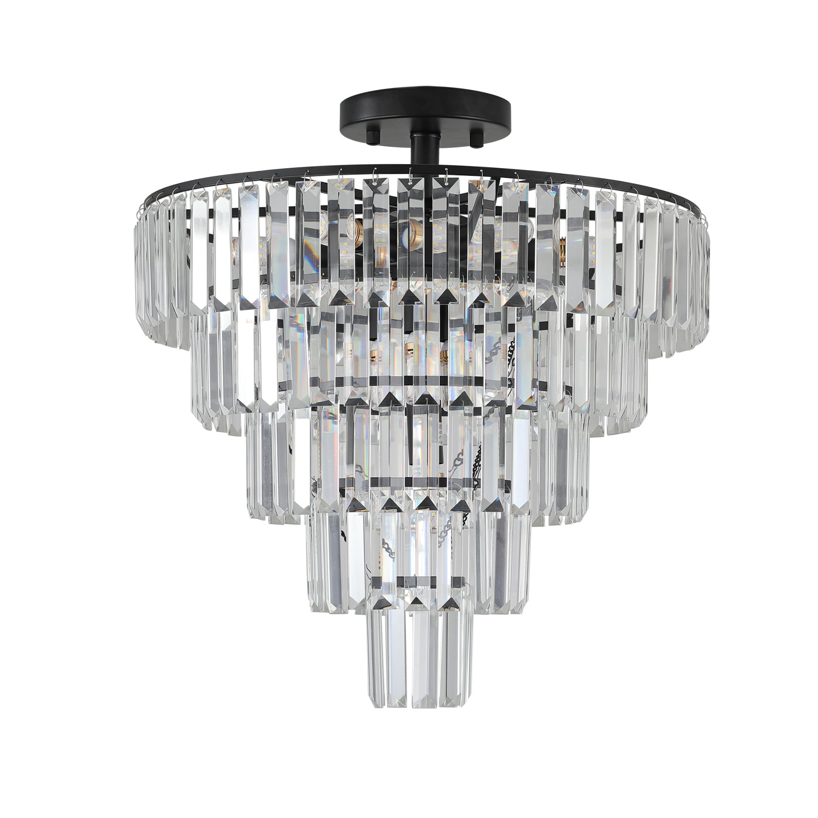 Aestin's Modern Black Large Crystal Chandelier