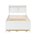 White Twin Bed with Bookcase, Trundle, and Drawers