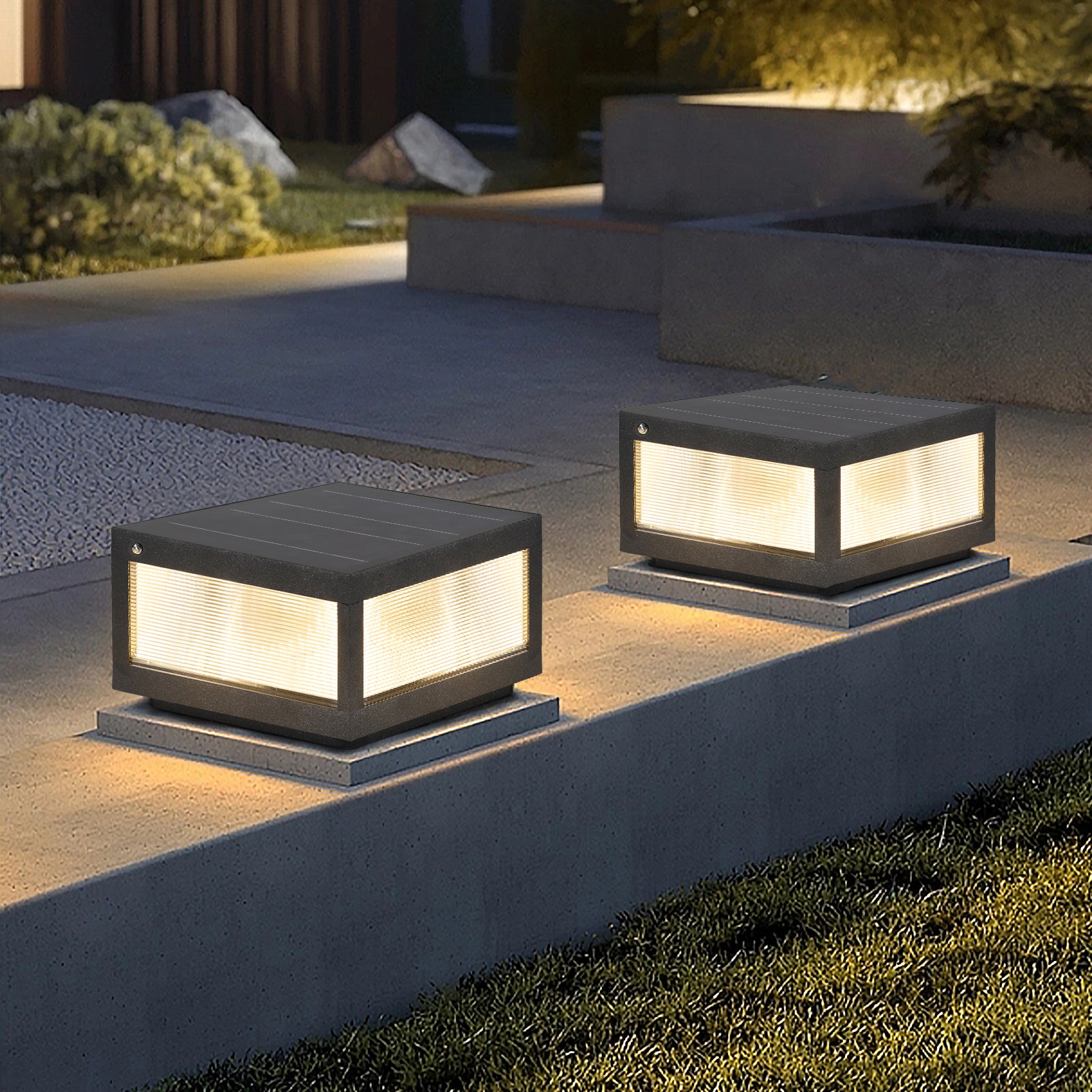 Pair of Solar Wall Lamps With Dimmable LED