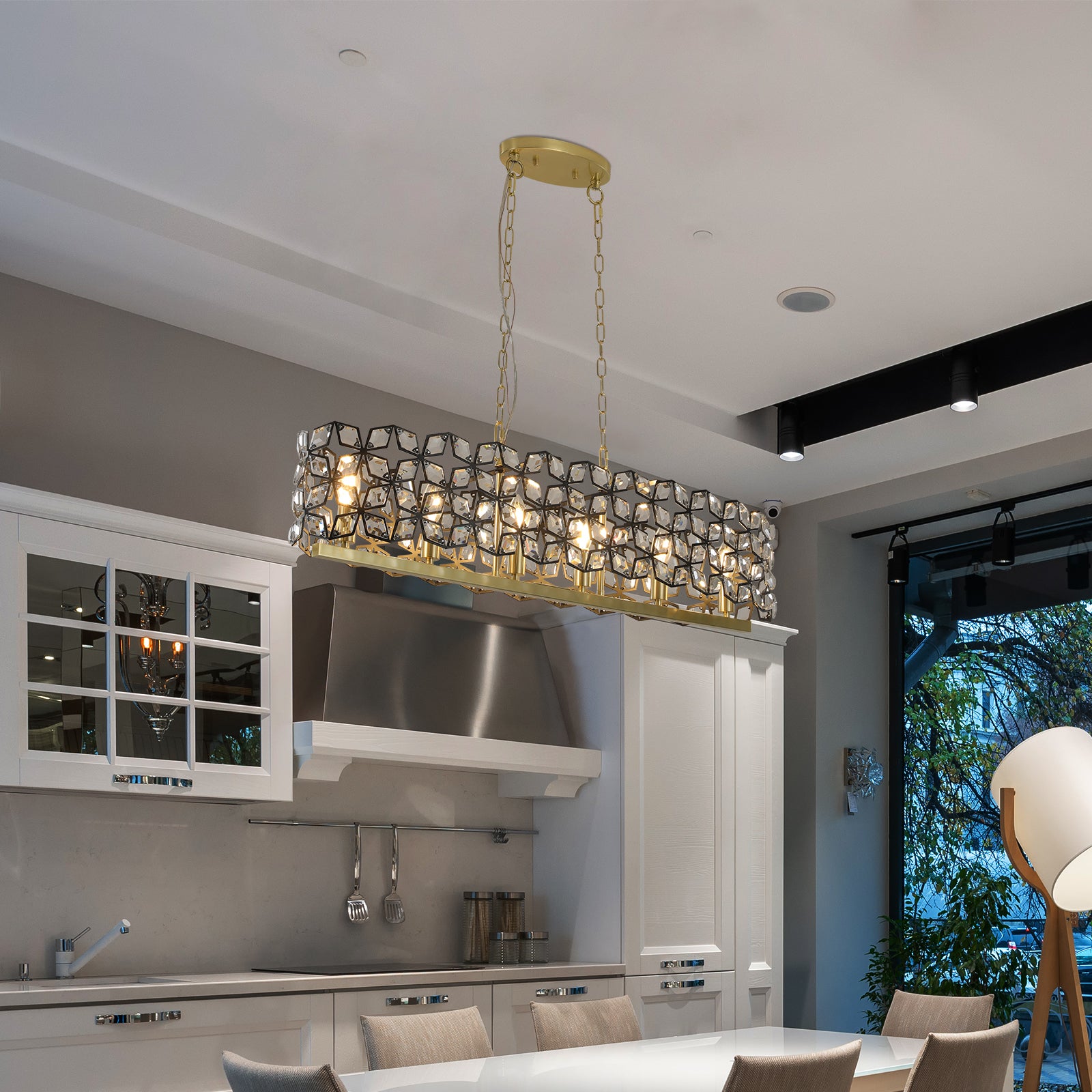 Aestin's Modern Champagne Gold Crystal Ceiling Chandelier