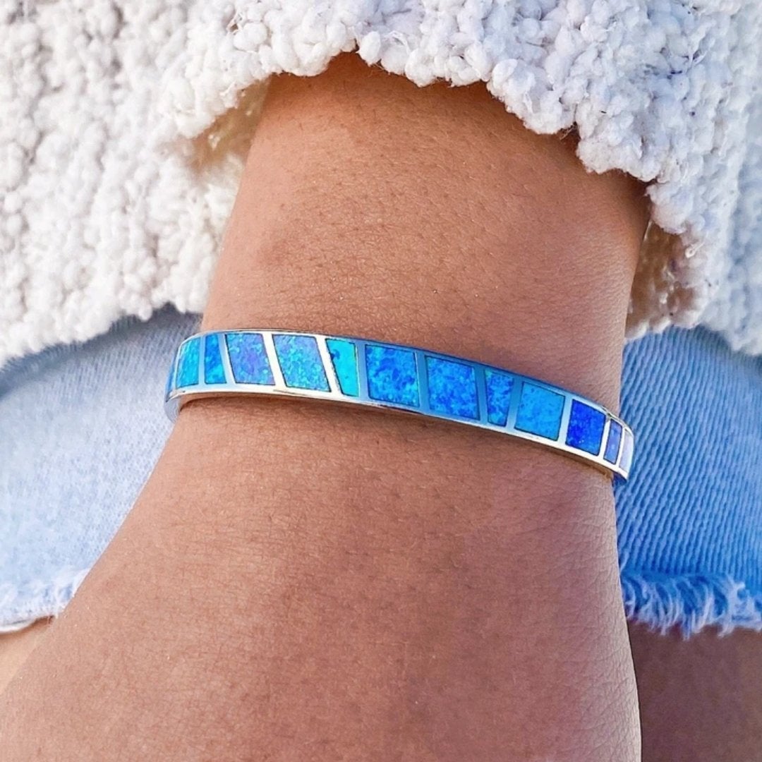 Charming Blue Opal Bracelet in Silver