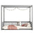 Full Size Canopy Frame Floor Bed with Fence and Guardrails in Gray