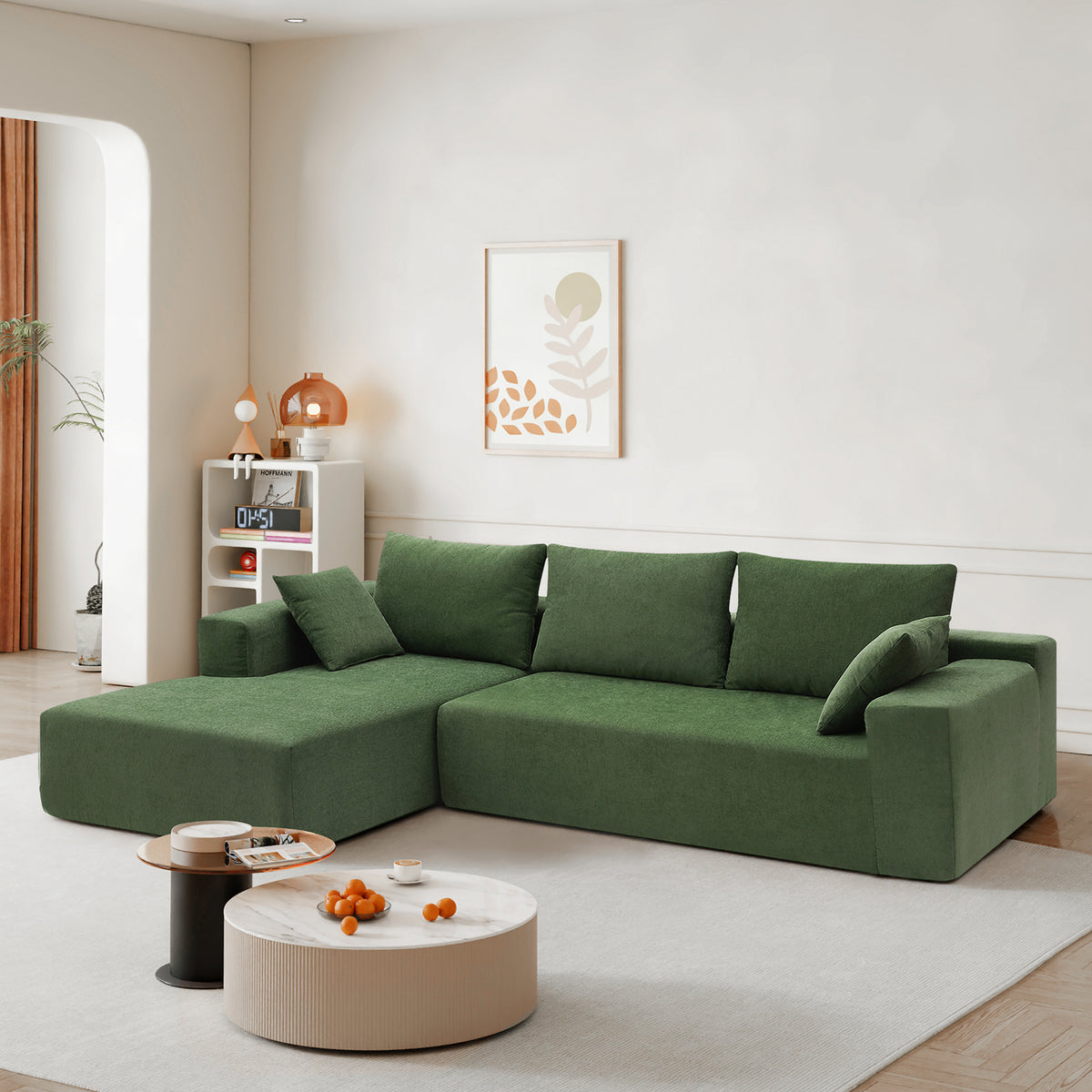 Addis 4-Seat Modular Convertible Sofa in Green