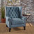 Antique-Styled Blue Tufted Armchair