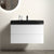 36 Inch White Bathroom Vanity with Large Storage Wall Mounted Floating Design and One-Piece Black Sink Basin In White and Black