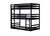 Black Triple Rubber Wood Bunk Bed with Built-In Ladders and Guardrails