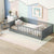 Gray Twin-Size Toddler Floor Platform Bed with Built-in Book Storage and Safety Guardrails