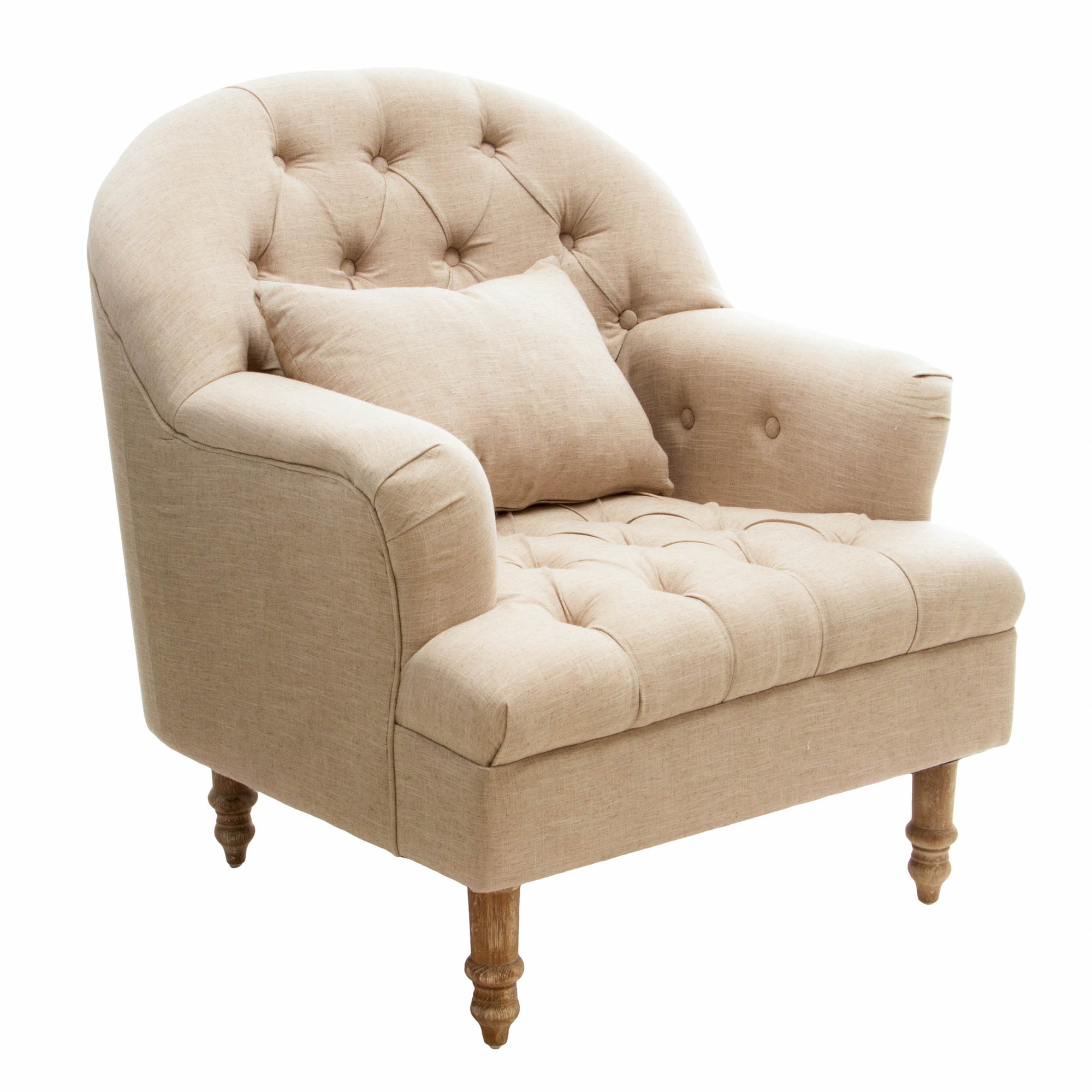 Anatasia Beige Tufted Fabric Armchair