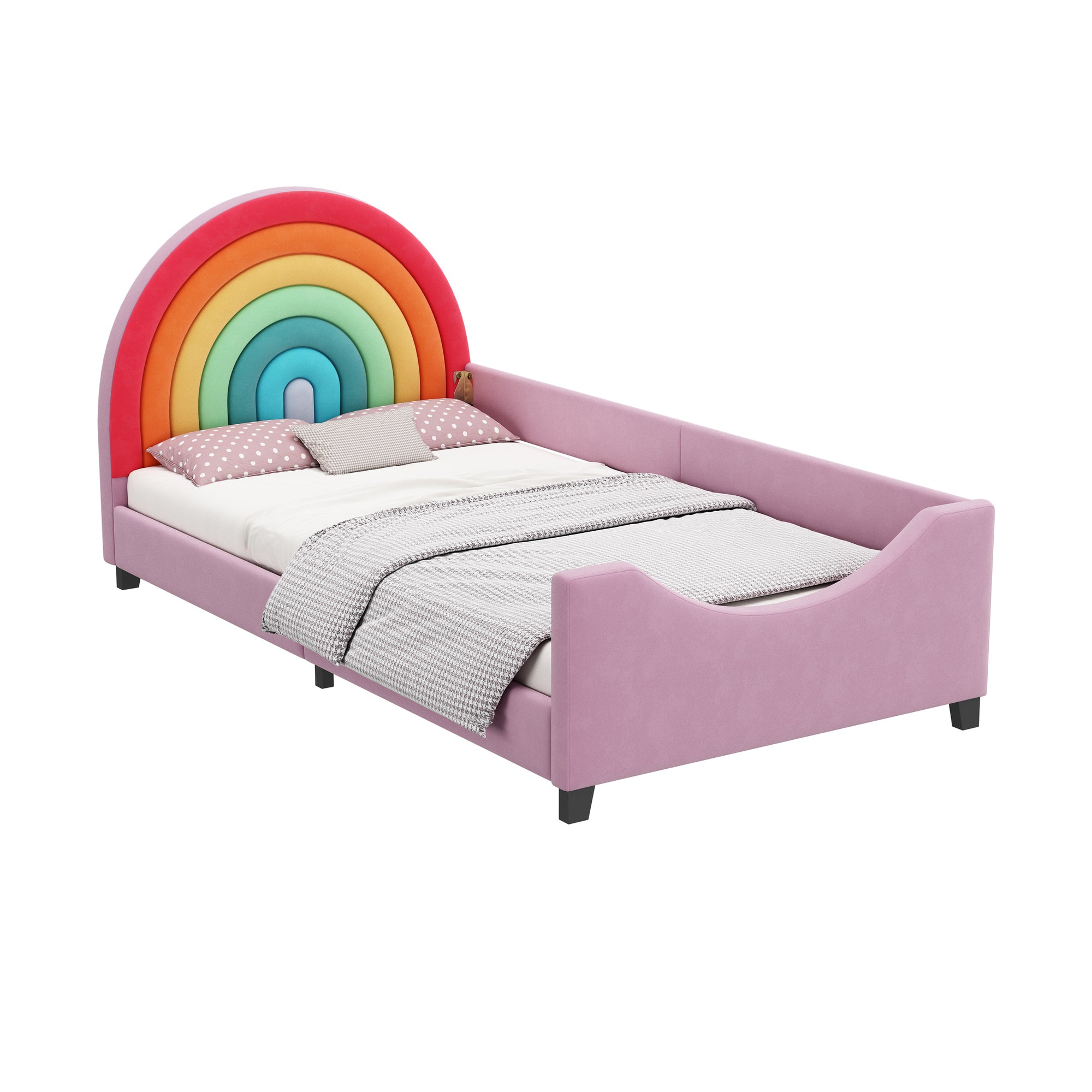 Twin Rainbow Velvet Enclosed Bed