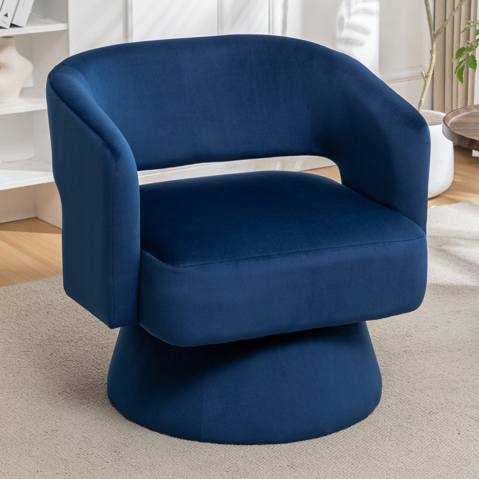 Swivel Barrel Chair, Velvet Accent Armchair - 360° Swivel, Stylish for Living Room/Bedroom, Comfortable Velvet Material