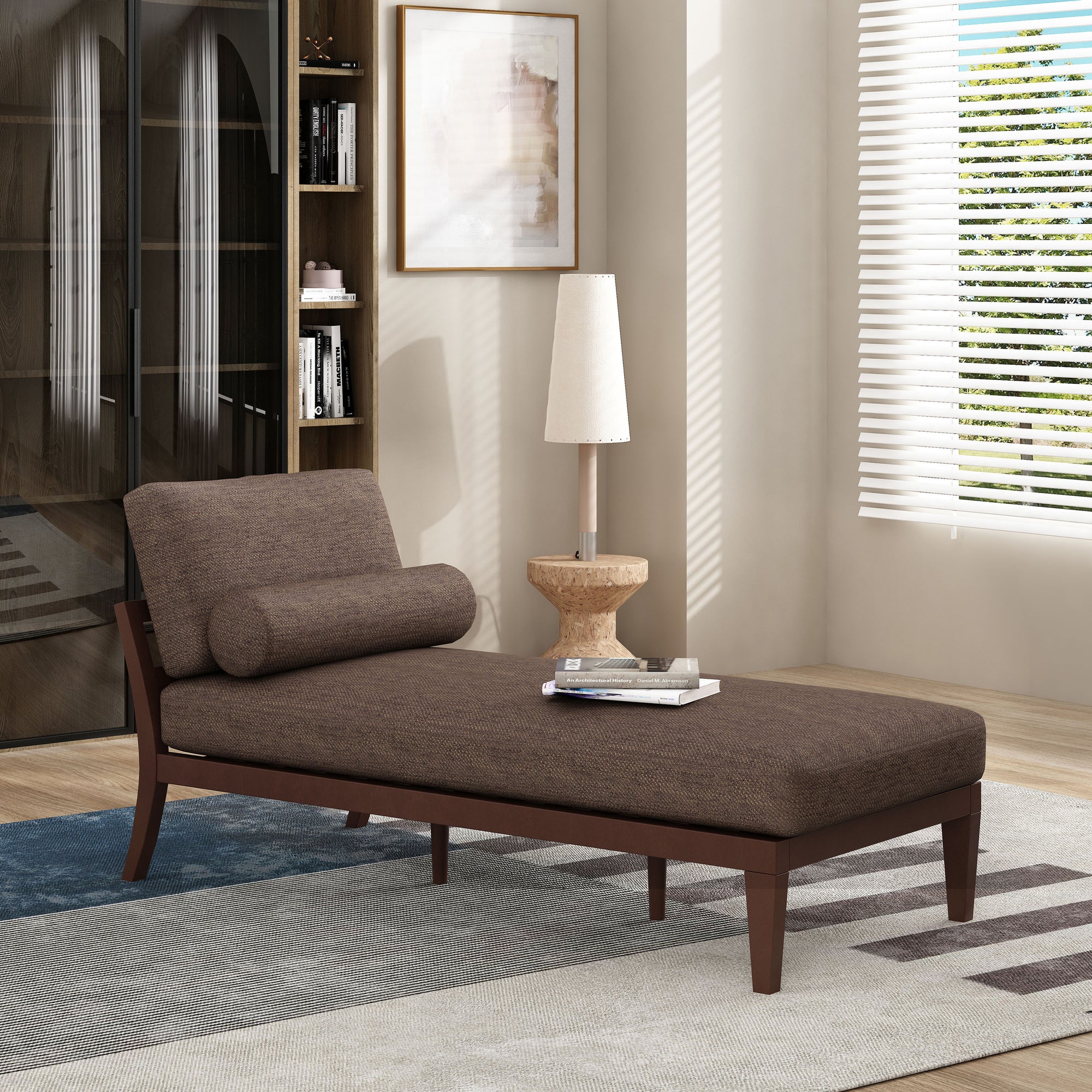 Modern Mid-Century Chaise Lounge Sofa with Water Resistant Fabric