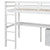 White Twin Loft Bed with Built-in Desk, Storage Cabinet, Guardrails & Ladder