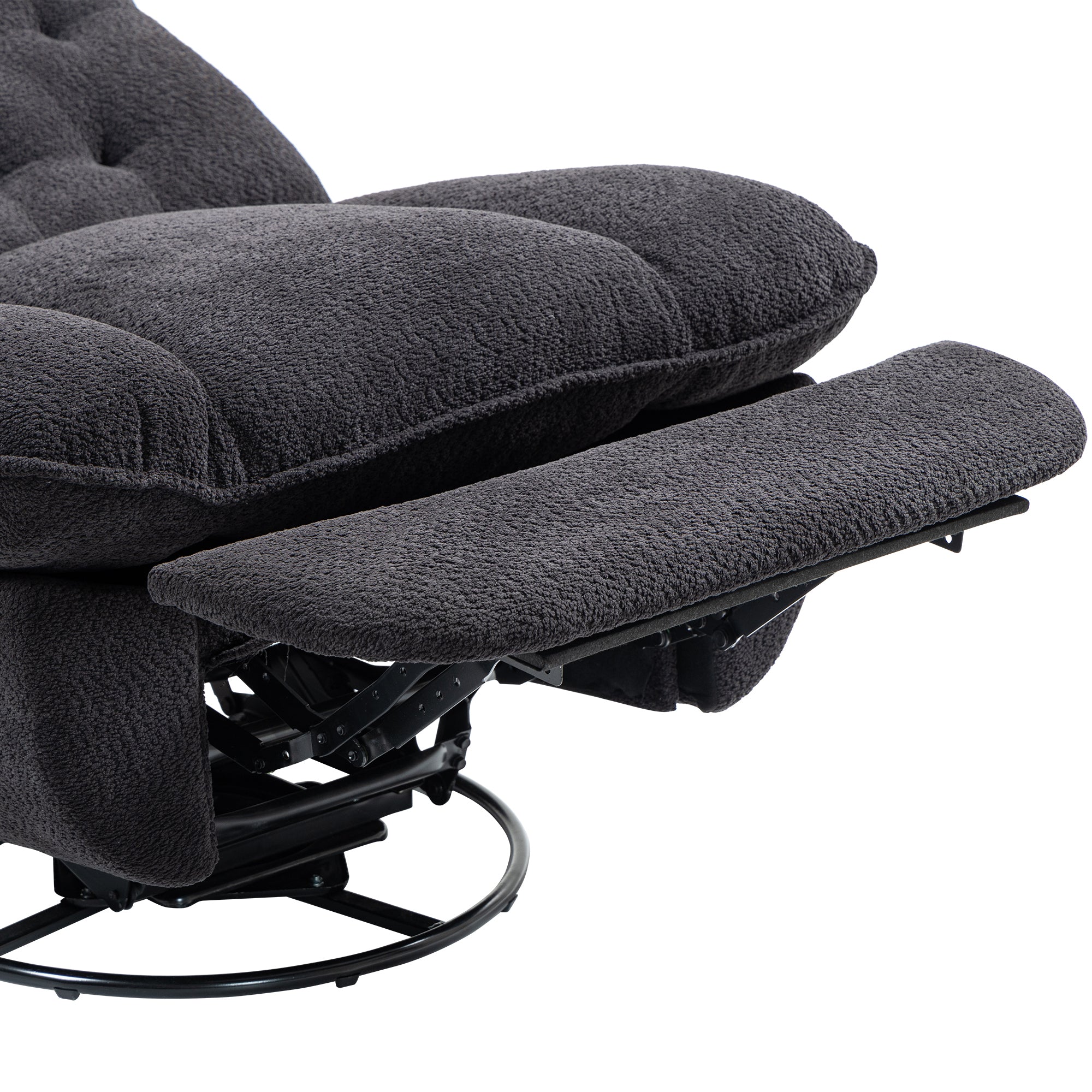 Black Upholstered Push-Back Recliner with Glider & Swivel