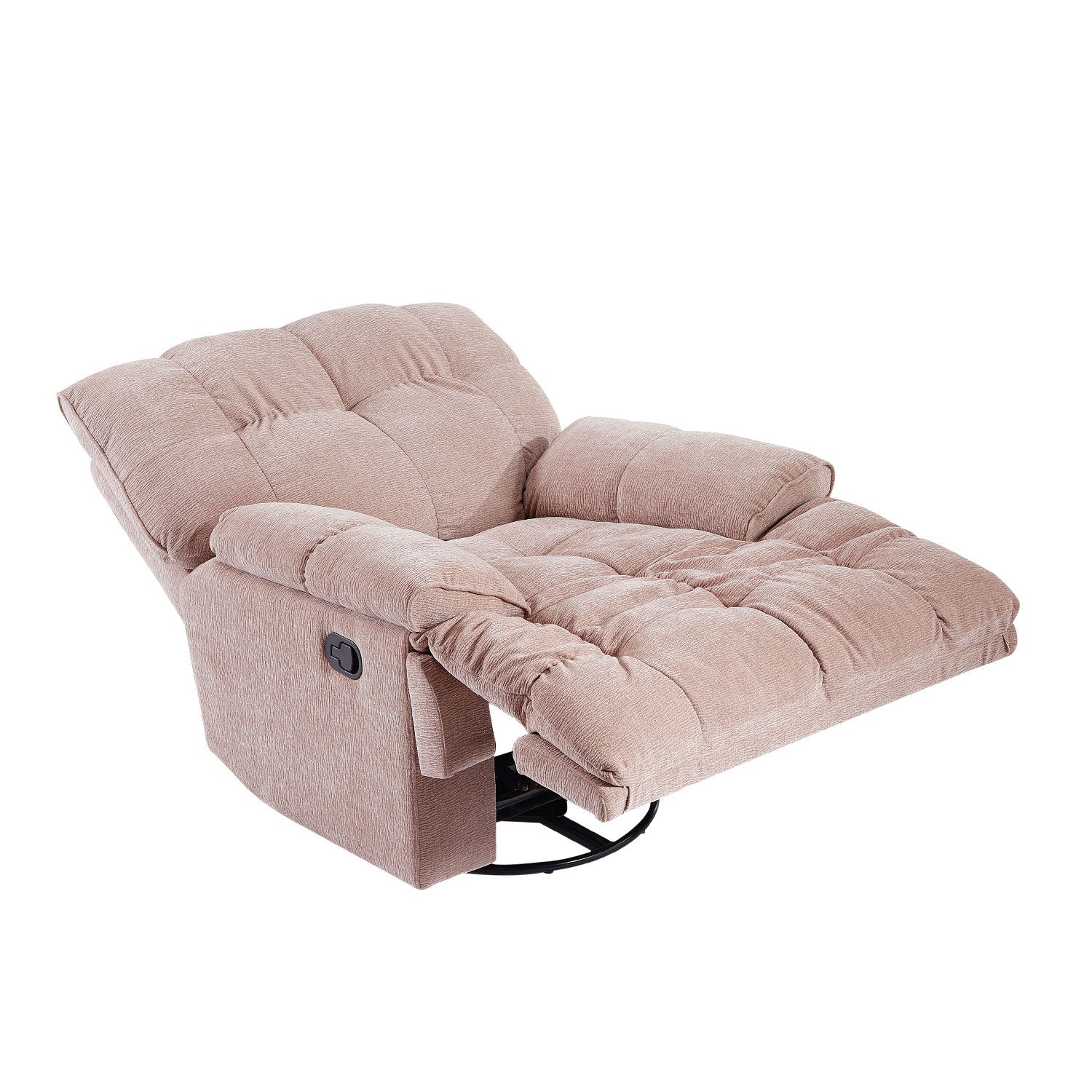 Overstuffed Ergonomic 360 Degree Swivel Rocking Recliner In Pink