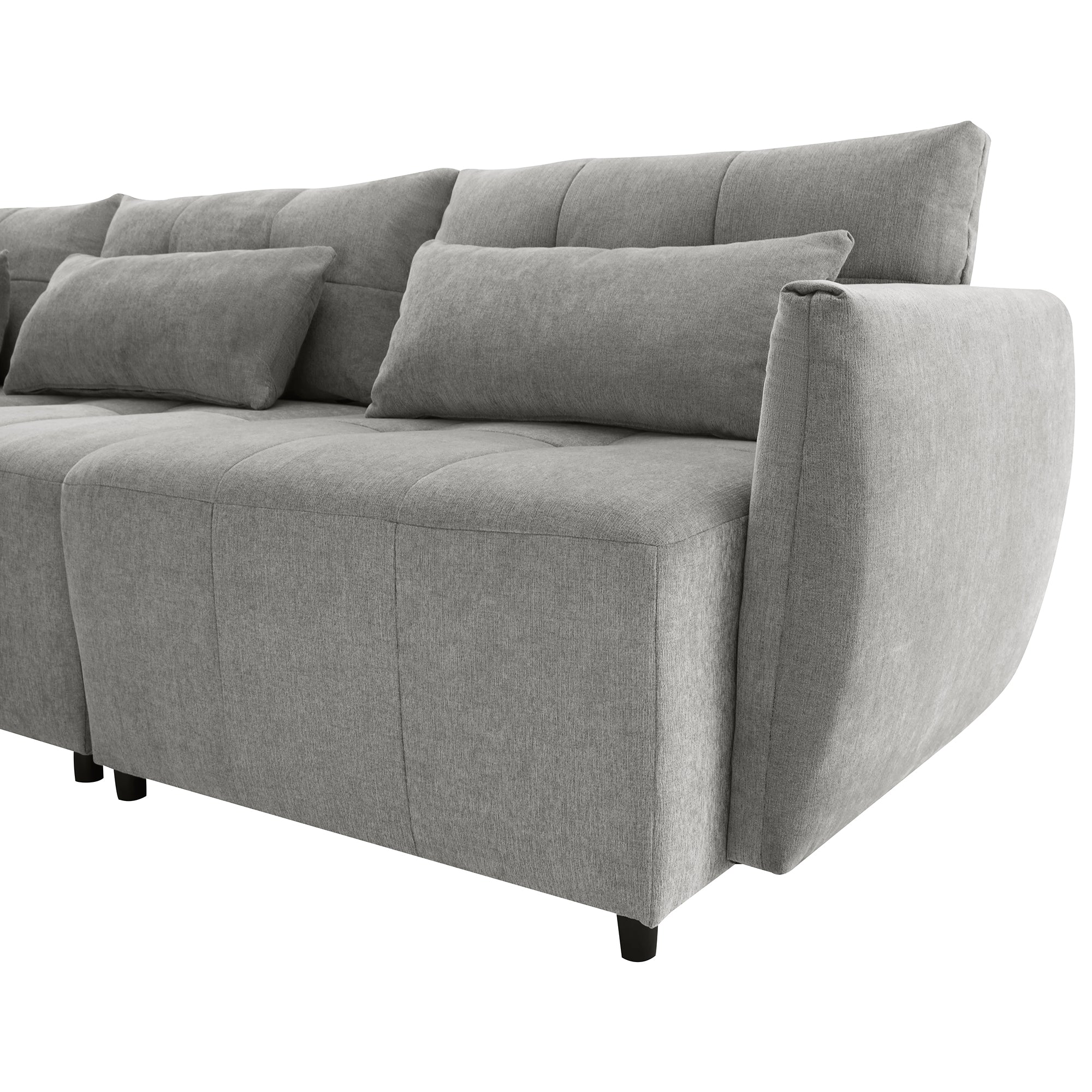 Khartoum Sectional Sofa with Movable Ottoman in Grey Chenille