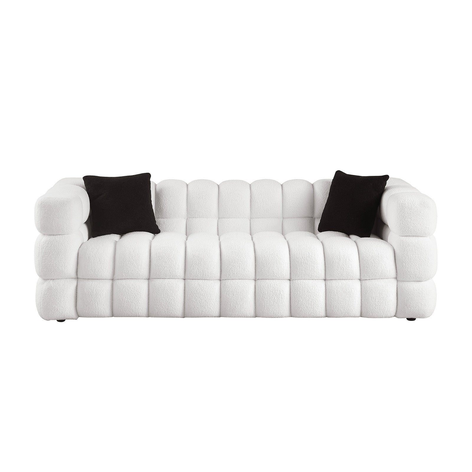 White Boucle 5-Seater Marshmallow Loveseat Sofa