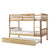 Twin Over Twin Rubberwood Bunk Bed with Trundle, Convertible Design in Natural Tones