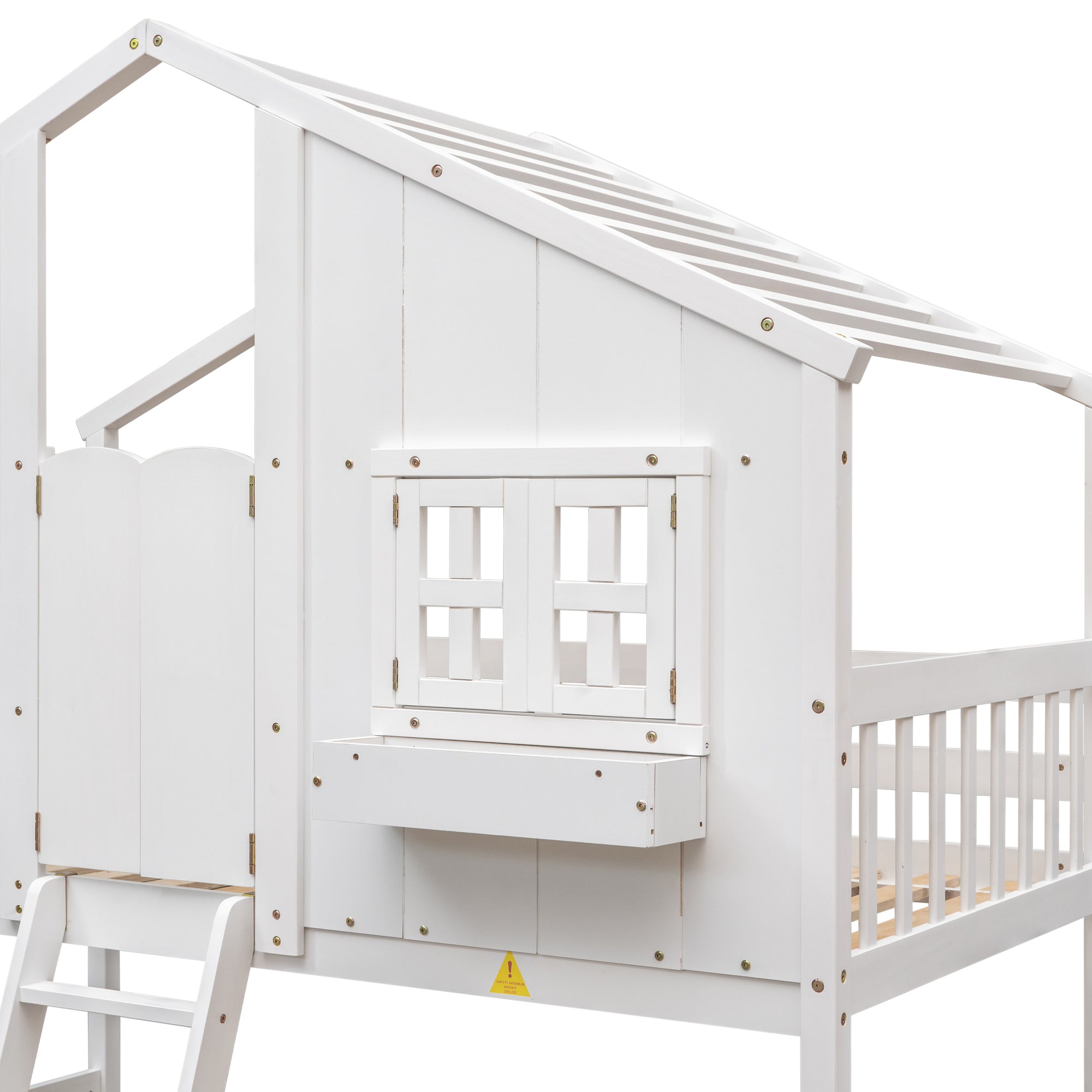 White Twin Over Twin Tree House Inspired Bunk Bed