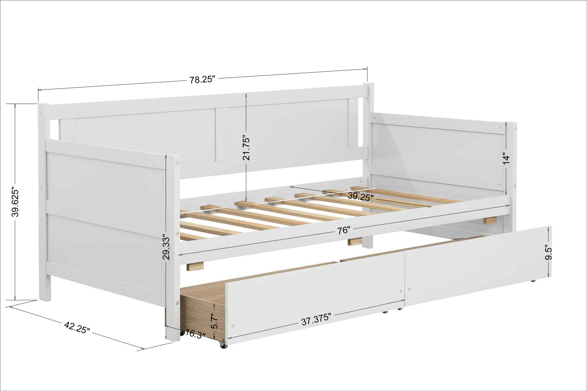 Twin Size Daybed with Two Storage Drawers