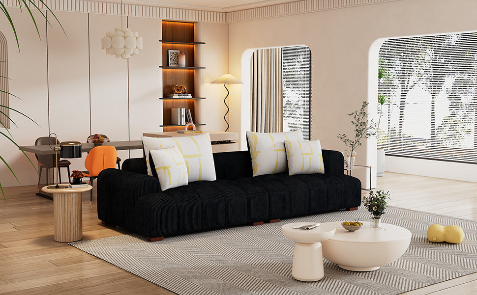 Accra 2-Seat Minimal Corduroy Sofa in Black