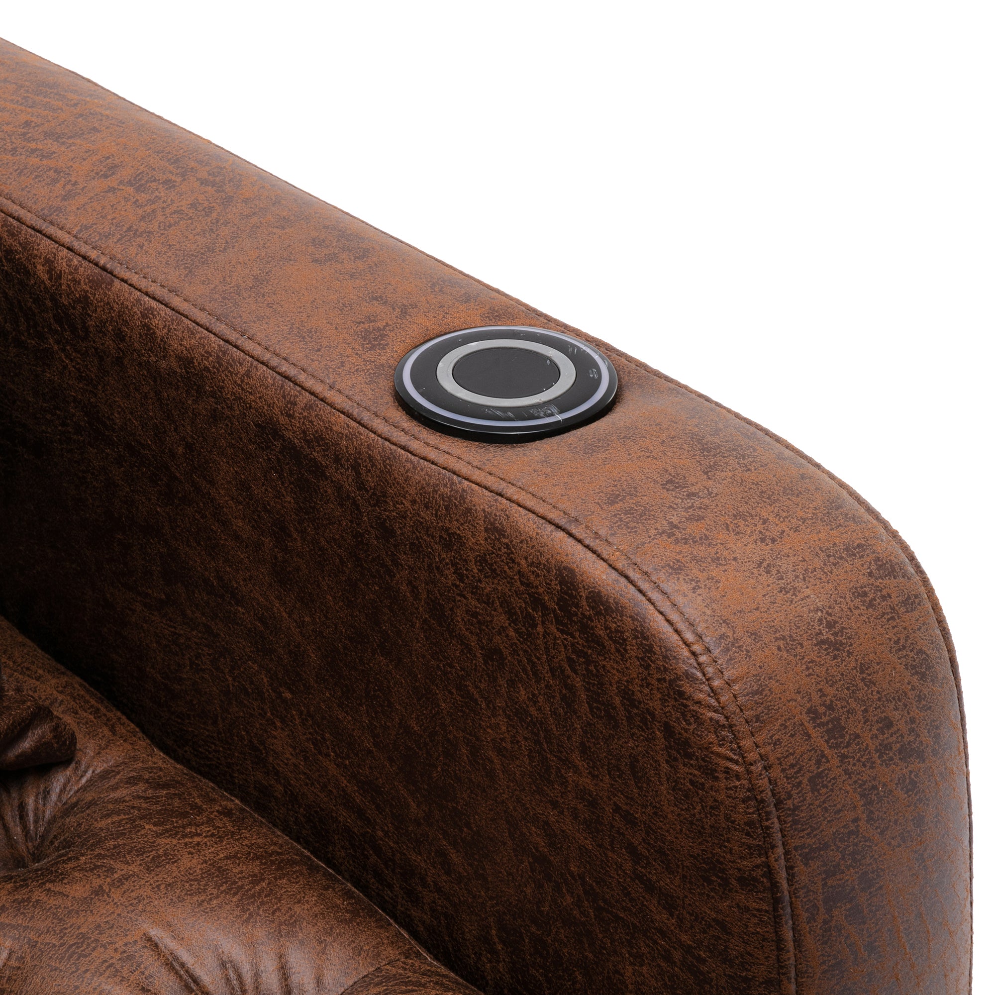 Reclining Tufted Chaise Lounge with Lumbar Pillow and Wireless Phone Charging in Brown