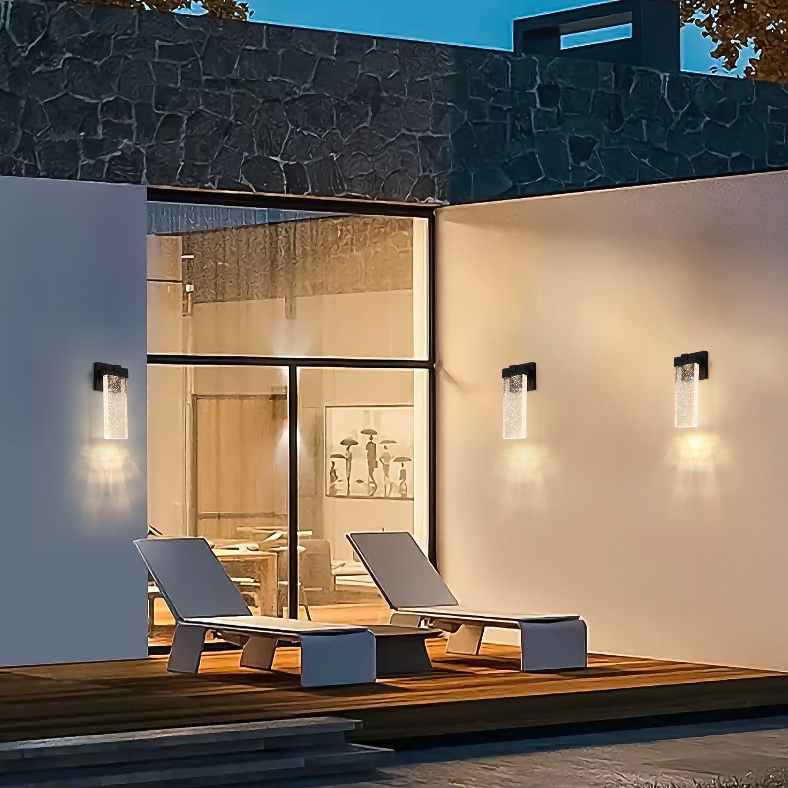 Outdoor Waterproof Transparent LED Crystal Wall Lamp (2-Pack)